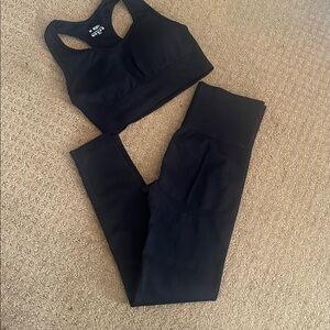 Black Sports Bra and Leggings Set